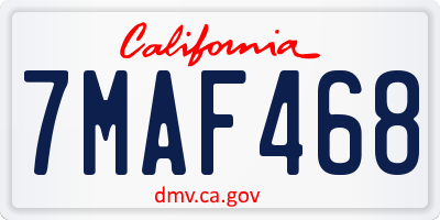 CA license plate 7MAF468