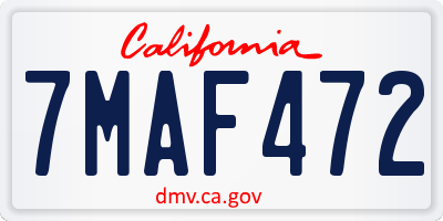 CA license plate 7MAF472