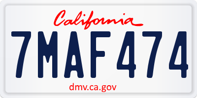 CA license plate 7MAF474