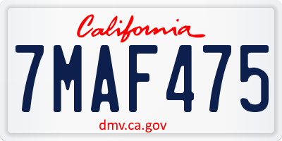 CA license plate 7MAF475
