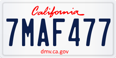 CA license plate 7MAF477