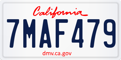 CA license plate 7MAF479