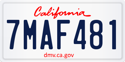 CA license plate 7MAF481