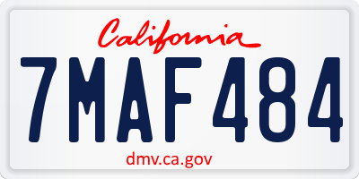 CA license plate 7MAF484