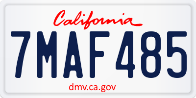 CA license plate 7MAF485