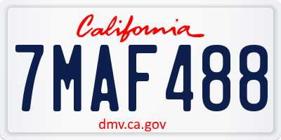 CA license plate 7MAF488
