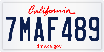 CA license plate 7MAF489