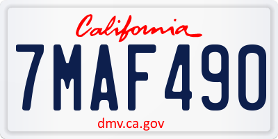 CA license plate 7MAF490