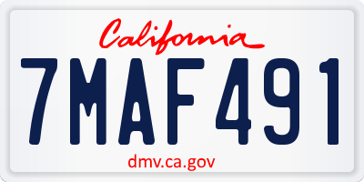 CA license plate 7MAF491