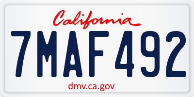 CA license plate 7MAF492