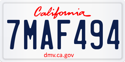 CA license plate 7MAF494