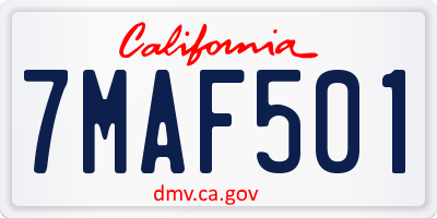 CA license plate 7MAF501