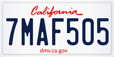 CA license plate 7MAF505