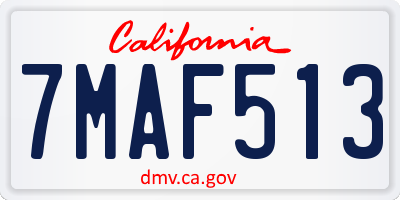 CA license plate 7MAF513