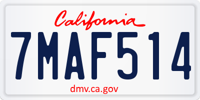 CA license plate 7MAF514