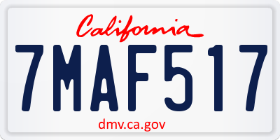 CA license plate 7MAF517