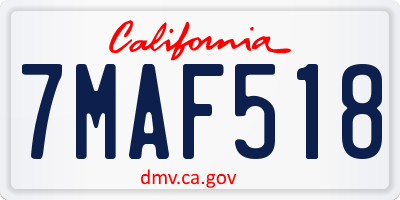 CA license plate 7MAF518
