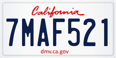 CA license plate 7MAF521