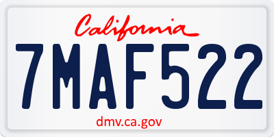 CA license plate 7MAF522
