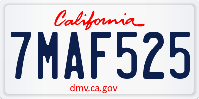CA license plate 7MAF525