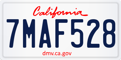 CA license plate 7MAF528