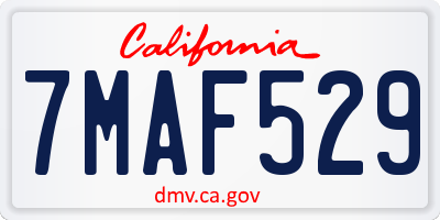 CA license plate 7MAF529