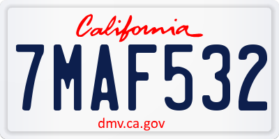 CA license plate 7MAF532