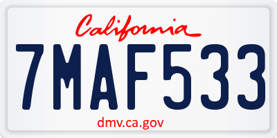 CA license plate 7MAF533