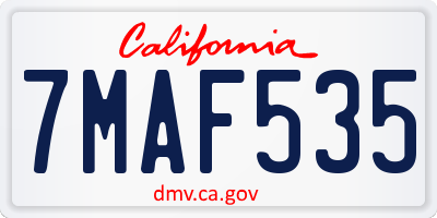 CA license plate 7MAF535