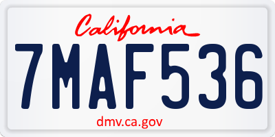 CA license plate 7MAF536