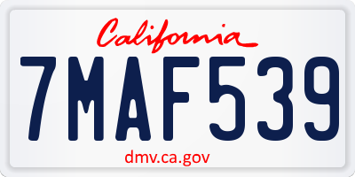 CA license plate 7MAF539