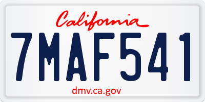 CA license plate 7MAF541