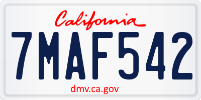 CA license plate 7MAF542