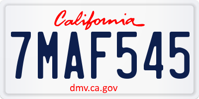 CA license plate 7MAF545