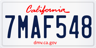 CA license plate 7MAF548