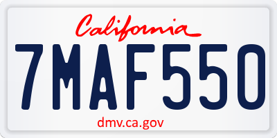 CA license plate 7MAF550