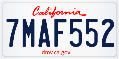 CA license plate 7MAF552