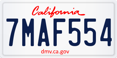 CA license plate 7MAF554