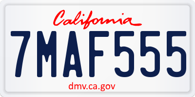 CA license plate 7MAF555