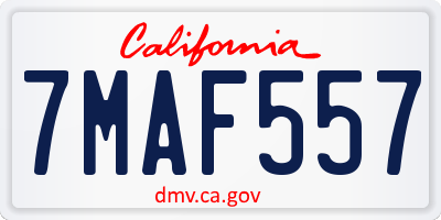 CA license plate 7MAF557