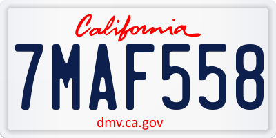 CA license plate 7MAF558
