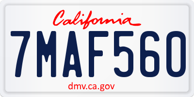 CA license plate 7MAF560