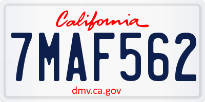 CA license plate 7MAF562