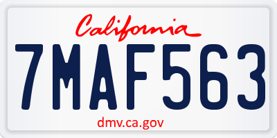CA license plate 7MAF563