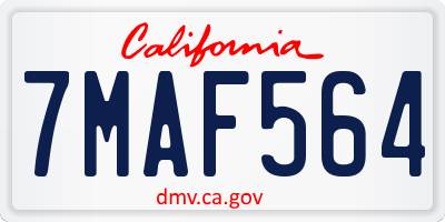 CA license plate 7MAF564