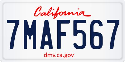 CA license plate 7MAF567