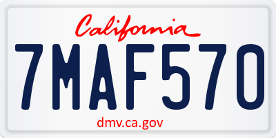 CA license plate 7MAF570