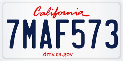 CA license plate 7MAF573