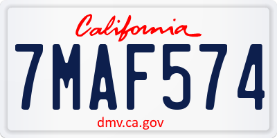 CA license plate 7MAF574