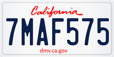 CA license plate 7MAF575